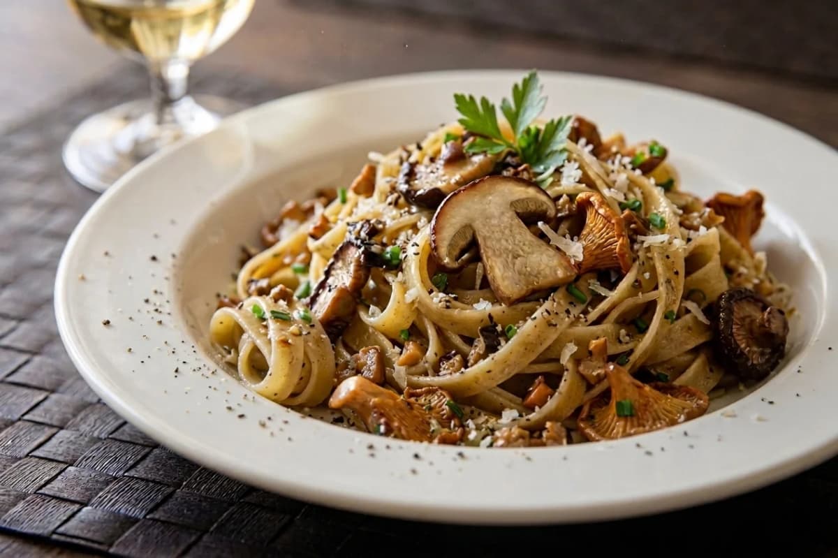 Tagliatelle con salsa de setas: El aroma de los bosques italianos en la Plaza Real
